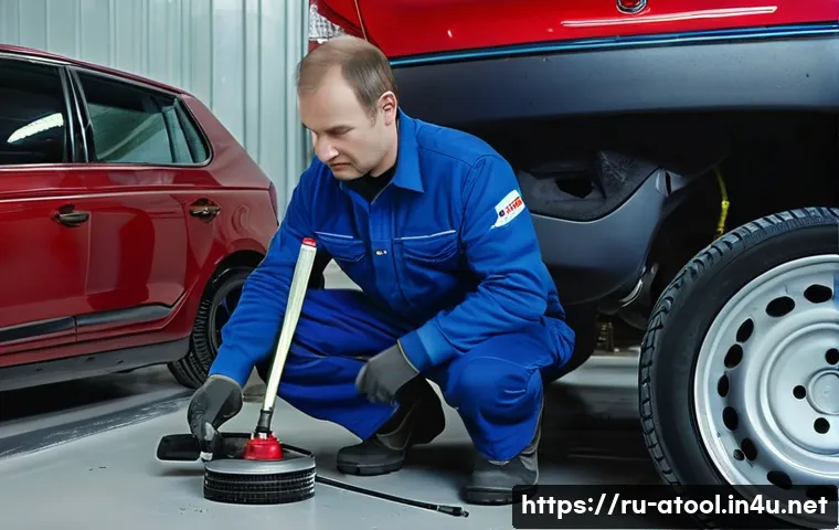 정비소 필수 에어공구 - **Prompt 1: Dynamic Auto Service Garage Scene**
    A bustling, well-lit modern Russian auto service...